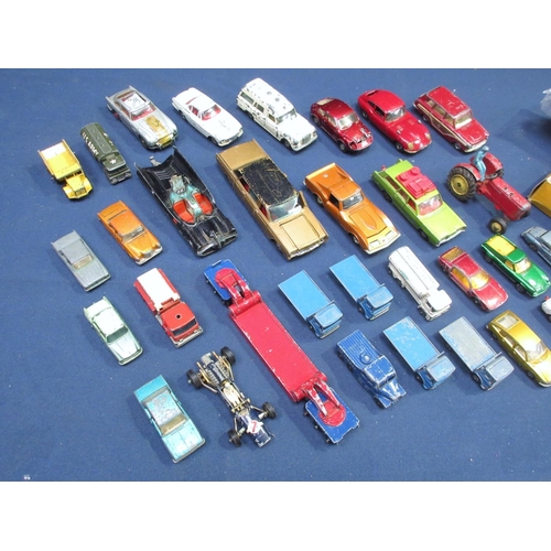 89 - A quantity of playworn diecast Vehicles including Corgi Batmobile, Lincoln Continental, Corvette Sti... 