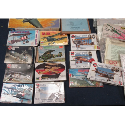 9 - A quantity of plastic Kits including Airfix Sopwith Pub, Bristol Fighter, Airco DH4, RE8, Revell Sop... 