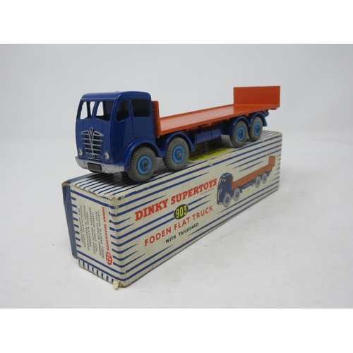 90 - A boxed Dinky Supertoys No.903 blue and orange Foden Flat Truck