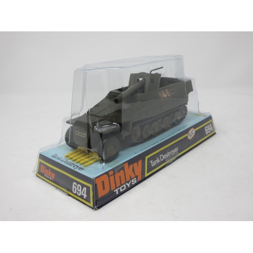 99 - A perspex boxed Dinky Toys No.694 Tank Destroyer