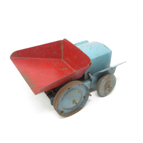 230 - A Tri-ang 1960's tinplate clockwork Jeep and a tinplate clockwork Dumper Truck