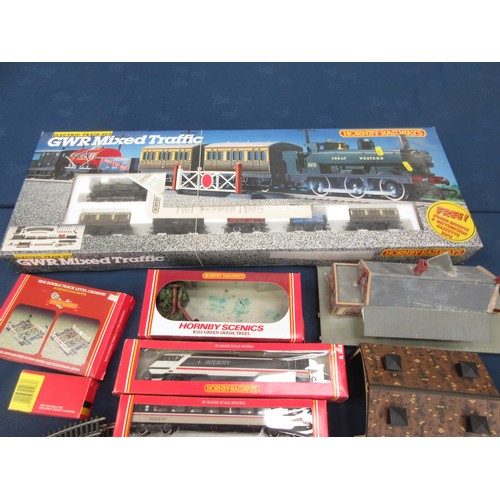 233 - A boxed Hornby 00 gauge GWR Mixed Traffic Set, an Intercity 125, boxed Signal Box, unboxed Engine Sh... 