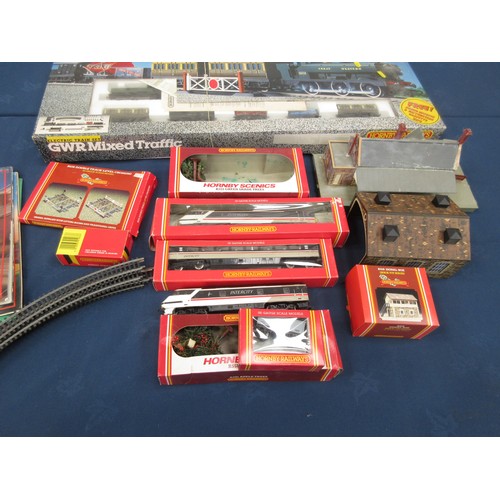 233 - A boxed Hornby 00 gauge GWR Mixed Traffic Set, an Intercity 125, boxed Signal Box, unboxed Engine Sh... 