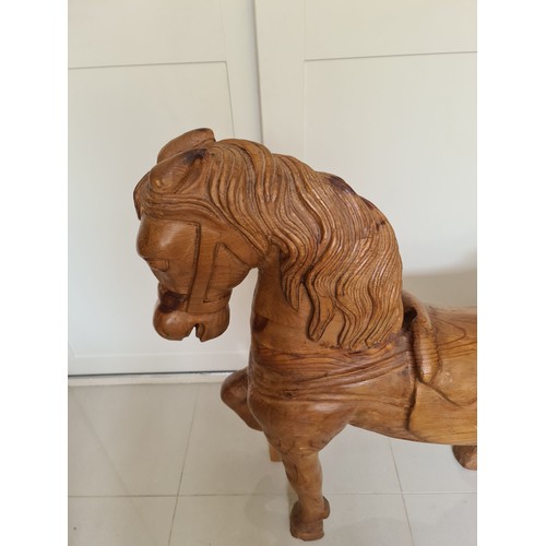 234 - Large vintage French carved wooden fairground type Horse, 110cm 43 in long x 26cm 10in deep x 100 cm... 