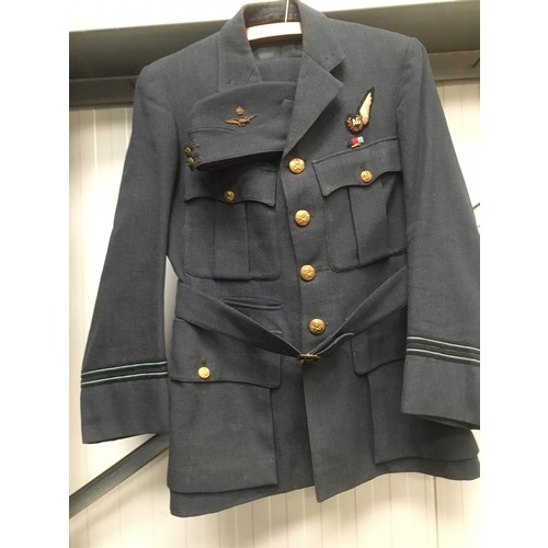 252 - Second World War RAF Uniform of F/Lt E.G.M. Bond, with trousers, jacket and beret, the jacket with c... 