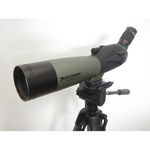 479 - A Celestron Ultima80 Spotting Scope with x20-60 eyepiece on tripod and with a removeable case