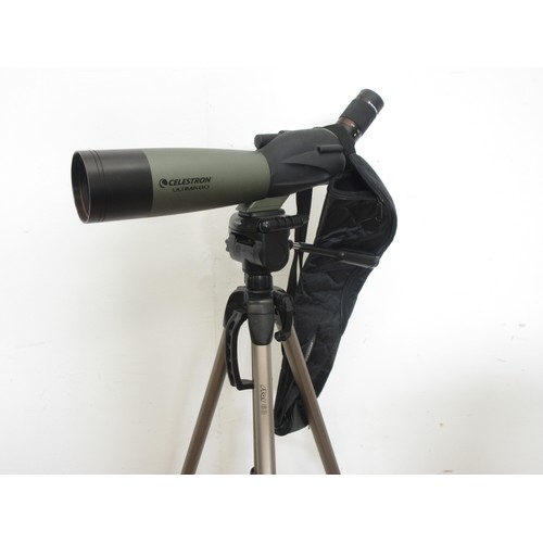 479 - A Celestron Ultima80 Spotting Scope with x20-60 eyepiece on tripod and with a removeable case