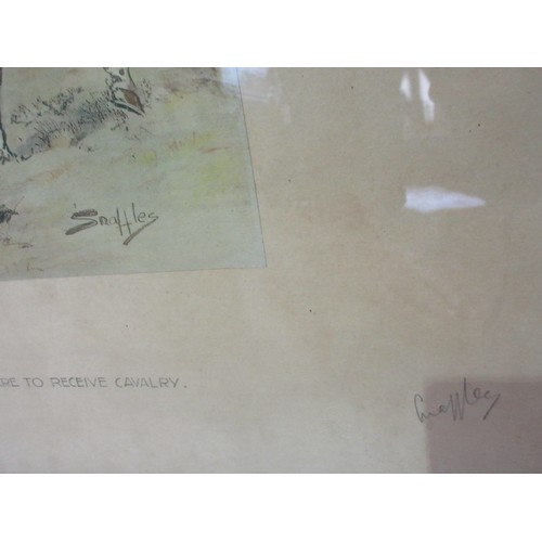 386A - AFTER SNAFFLES; framed print 'Prepare to receive Cavalry', pencil signed with blind stamp to margin ... 