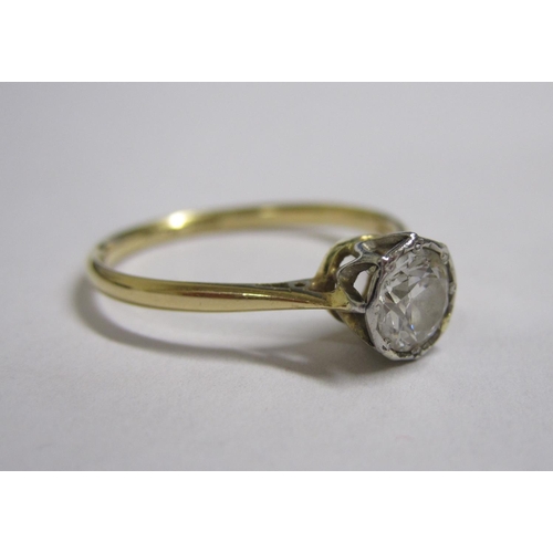 216 - A Diamond single stone Ring set old-cut stone, approx 0.50ct, stamped 18ct PLAT, ring size P