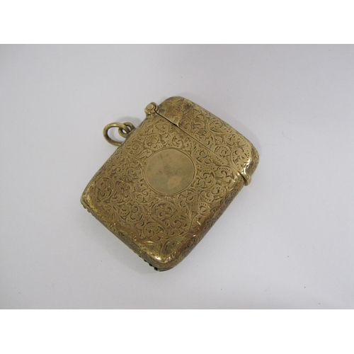 223 - A 9ct gold Victorian Vesta Case with scroll embossing and vacant cartouche, Birmingham 1863, approx ... 