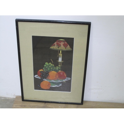 304 - THOMAS TODD BLAYLOCK - 'Dessert' with fruit on platter, a candle lamp and shade beyond, signed and t... 