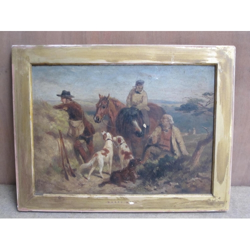 309 - CIRCLE OF JAMES HARDY JNR. Sportsmen resting, oil on panel, 8 1/2 x 12 in. (The frame bears an attri... 