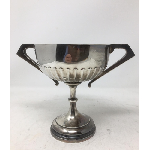 259 - A George V silver two handled semi-fluted Trophy with presentation inscription, Sheffield 1922, make... 