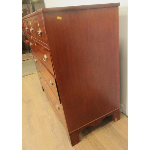 121 - A 19th Century mahogany Chest of Drawers, fitted three small drawers above three long graduated draw... 