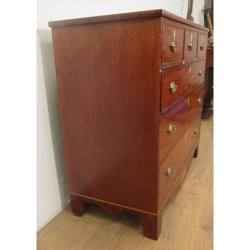 121 - A 19th Century mahogany Chest of Drawers, fitted three small drawers above three long graduated draw... 