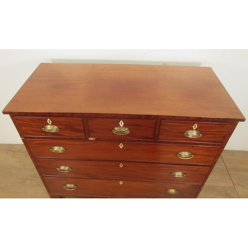 121 - A 19th Century mahogany Chest of Drawers, fitted three small drawers above three long graduated draw... 