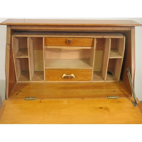 130 - An oak Bureau 28 1/2in W and a modern metal Desk 45in W