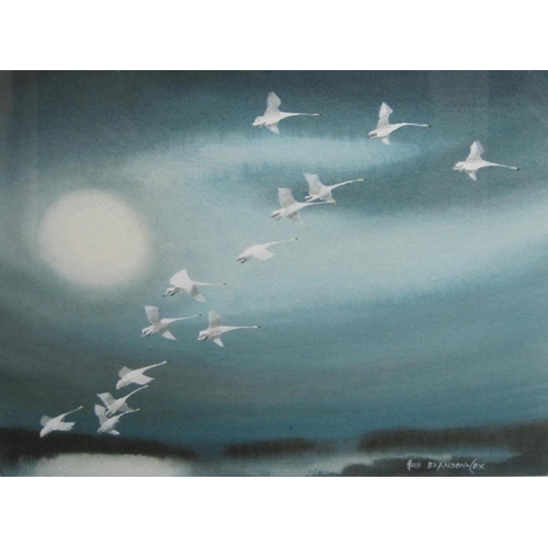 338 - HUGH BRANDON COX. 'Evening Flight', signed, watercolour and gouache, 16 1/2 x 21 1/2 in.