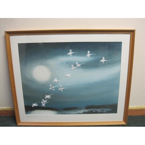 338 - HUGH BRANDON COX. 'Evening Flight', signed, watercolour and gouache, 16 1/2 x 21 1/2 in.