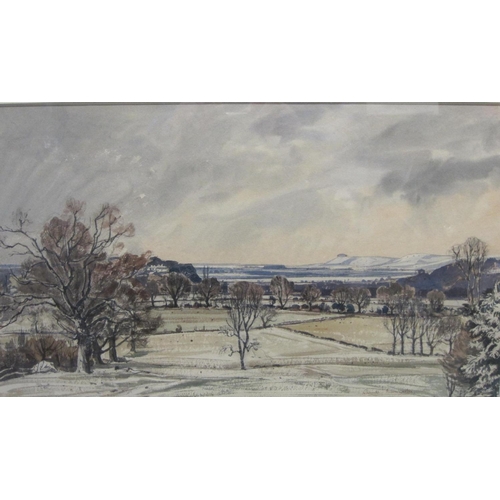 342 - CLAUDE MUNCASTER RWS. Extensive landscape, probably Sussex, signed, watercolour, 11 1/2 x 20 in; tog... 