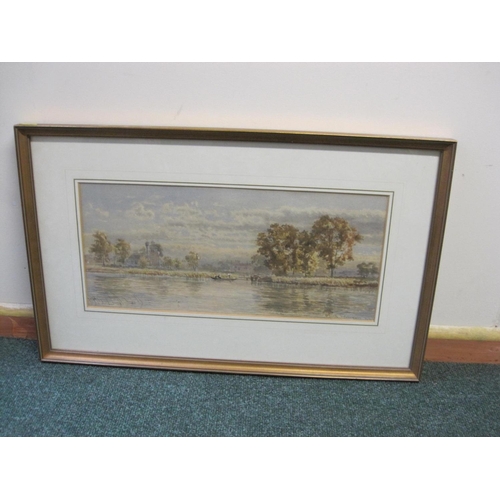 345 - SAMUEL PHILLIPS JACKSON RWS. A river landscape with figures in a punt, signed, watercolour, 8 x 18 i... 