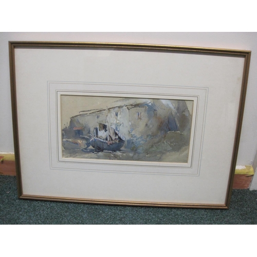 345 - SAMUEL PHILLIPS JACKSON RWS. A river landscape with figures in a punt, signed, watercolour, 8 x 18 i... 