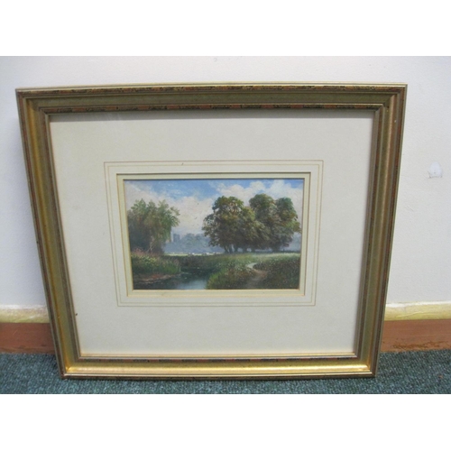 346 - R. CAMPBELL (?) Tranquil landscapes with cattle, indistinctly signed, oil on board, 5 x 7 in, a pair... 