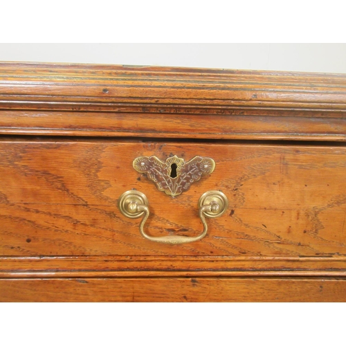 383 - An 18th Century oak Chest of two short and three long drawers on shallow bracket feet 3ft 2in H x 3f... 