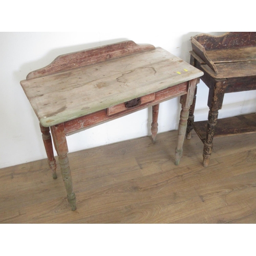 404 - Two Victorian pine Wash Stands A/F, a pine Milking Stool and a pair of Deck Chairs