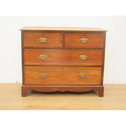 42 - A Edwardian walnut Chest of two short and two long drawers, 3ft 3in W