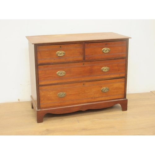 42 - A Edwardian walnut Chest of two short and two long drawers, 3ft 3in W
