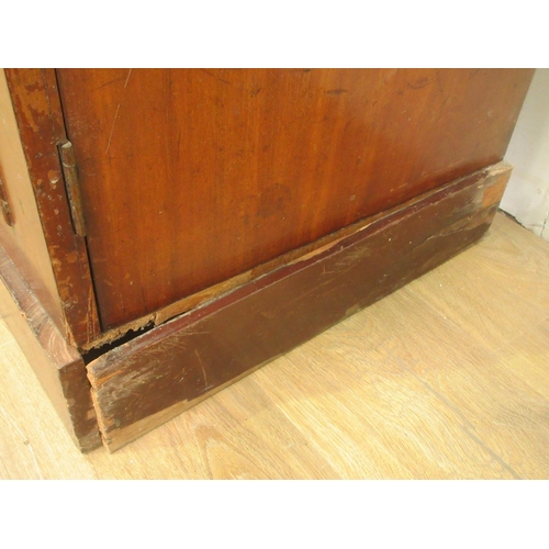 482 - A Victorian mahogany breakfront Sideboard with raised back fitted four cupboard doors on plinth base... 