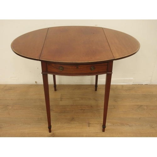 27A - A 19th Century mahogany Pembroke Table with oval top fitted frieze drawer on squared tapering suppor... 