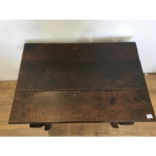 430 - An 18th Century oak Side Table fitted single frieze drawer mounted upon cabriole supports and spade ... 