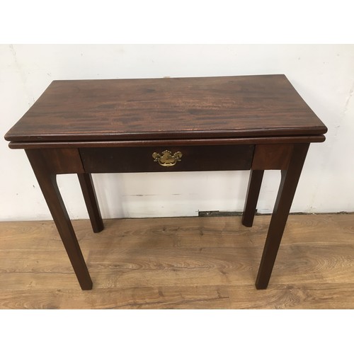 82 - A 19th Century mahogany fold-over Tea Table fitted frieze drawer 2ft 8in W x 2ft 5in H