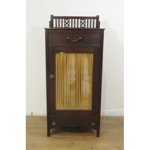 150 - A 19th Century oak Music Cabinet fitted glazed door 3ft 6in H x 1ft 7in W