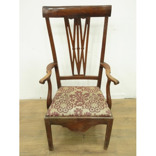 122 - An 18th Century elm high backed Elbow Chair 4ft 2in H x 2ft 2in W