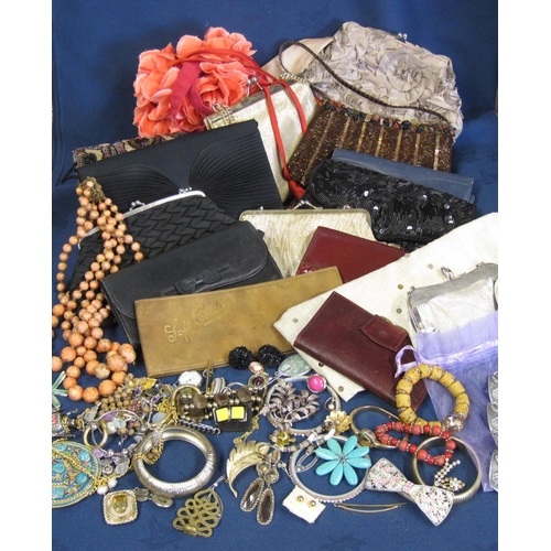 236 - A collection of Costume Jewellery, evening Bags and clutch Bags