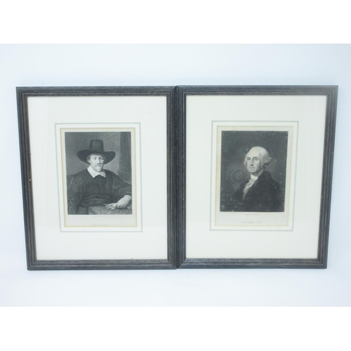 256 - Thirteen framed Portrait Engravings of historical figures including DesCartes, Priestley, and Abbe D... 