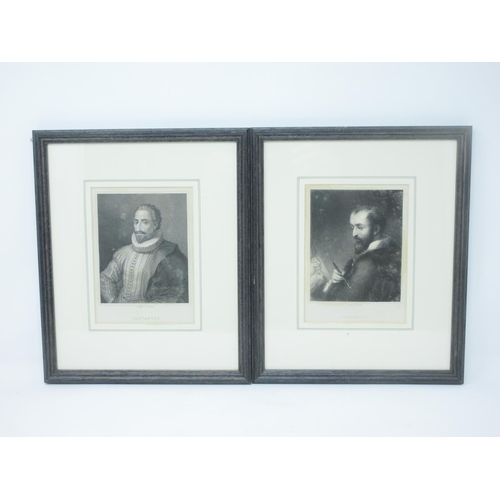 256 - Thirteen framed Portrait Engravings of historical figures including DesCartes, Priestley, and Abbe D... 