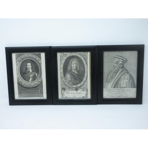 258 - Twenty four framed Portrait Engravings by G.Vertue, W. Marshall and others, depicting Royal and hist... 