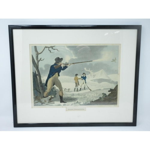 261 - J.WELLS. Snipe.Shooting ,colour reprint, originally published 1804, Pl 10 X 14 in; and a coloured aq... 