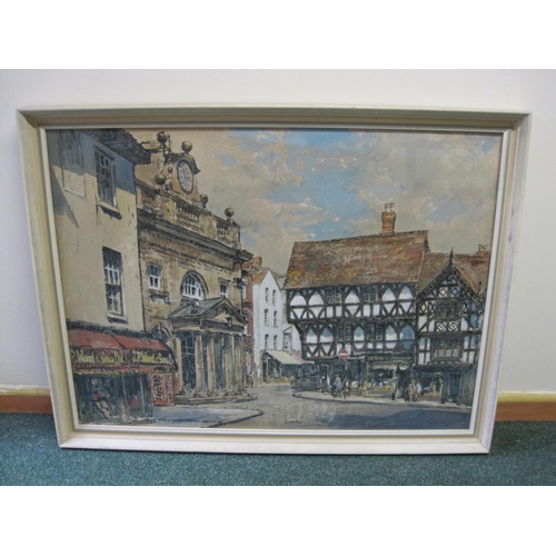 269 - R.W. DICKENS. The Buttermarket, Ludlow, signed, pen, ink and watercolour, heightened with white, 22 ... 