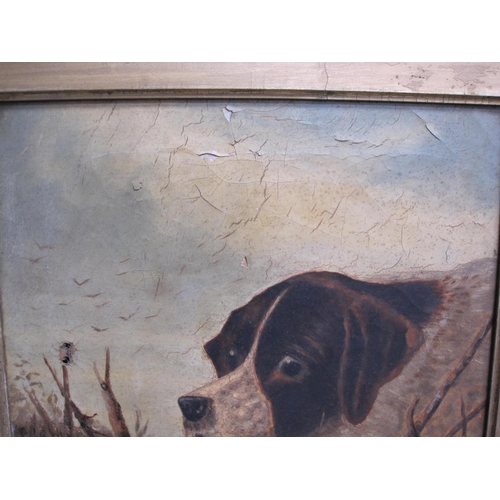 271 - C. HARRIS. A pointer and partridge, signed, oil on canvas, 16 1/2 x 14in.