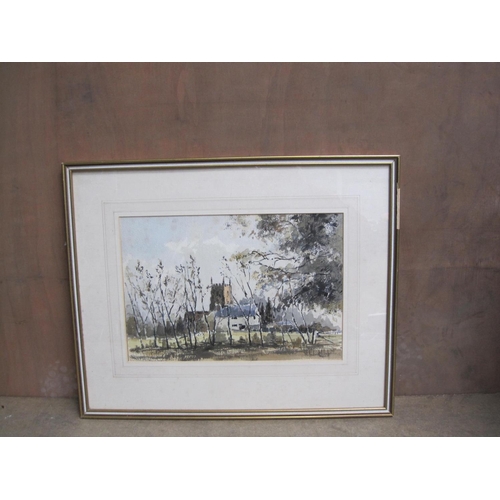 274 - M.A.M. Astley Church, near Stourport on Severn, indistinctly signed, watercolour, 9 1/2 x 14in; a pa... 