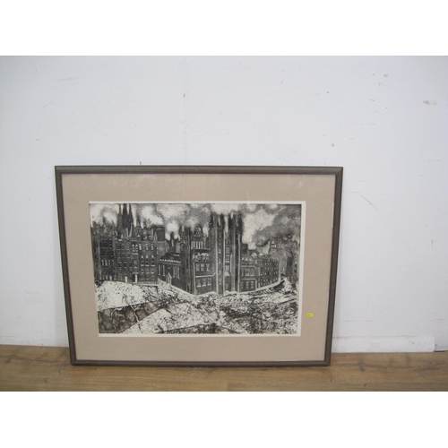 288 - SHEILA MACFARLANE. Edinburgh City, the Mound, etching, pencil signed, pl. 19 1/4 x 30in; two waterco... 