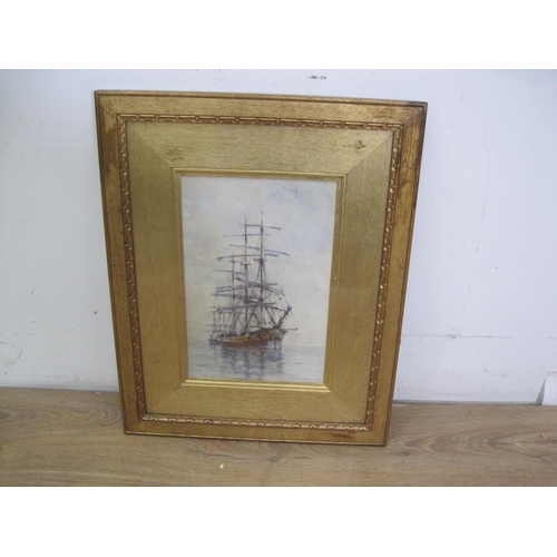 303 - HENRY SCOTT TUKE R.A. A Schooner in a Calm, signed and dated 1896, watercolour,laid down on backing ... 