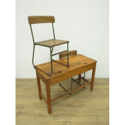 352 - A two seater School Desk and two Chairs