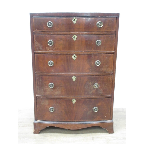 373 - An Edwardian mahogany and crossbanded Chest of five drawers 3ft 9in H x 2ft 6in W