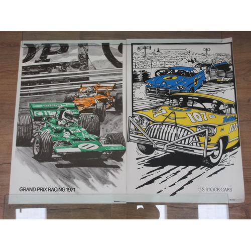 376 - A collection of unframed reproduction Motor Racing Posters , sizes c. 20 x 29 1/2 in (qty)